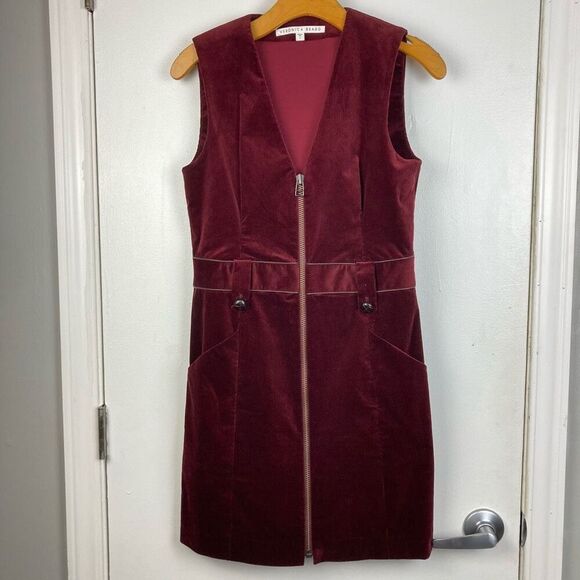 Veronica Beard Orial Corduroy Sleeveless Mini Dress Bordeaux Burgundy Red sz 4 - Picture 2 of 9